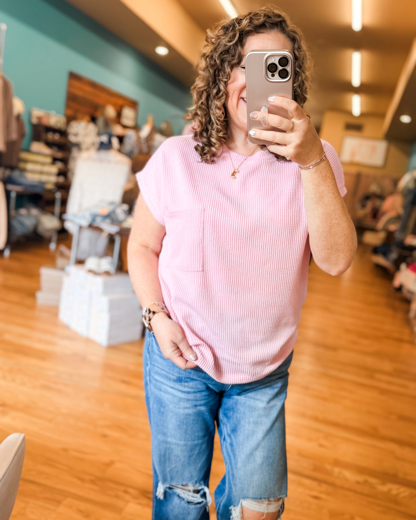 Blushing Babe Ribbed Knit Top