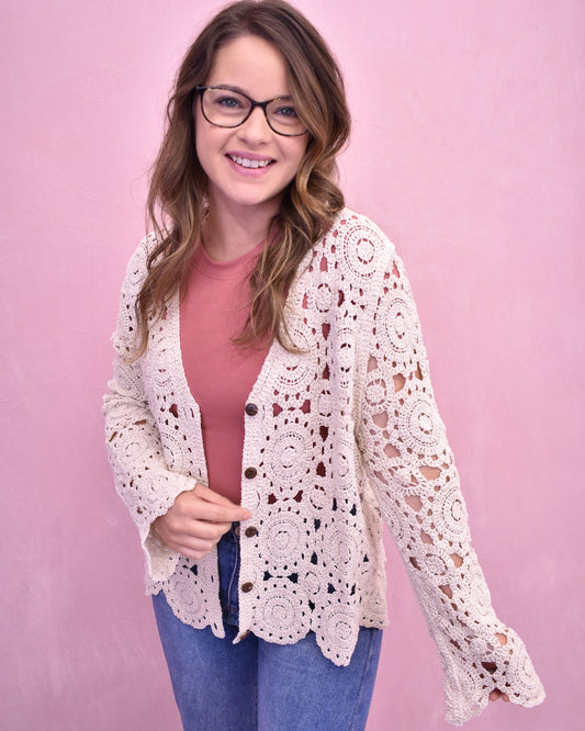 Buttoned in Bliss Crochet Cardigan