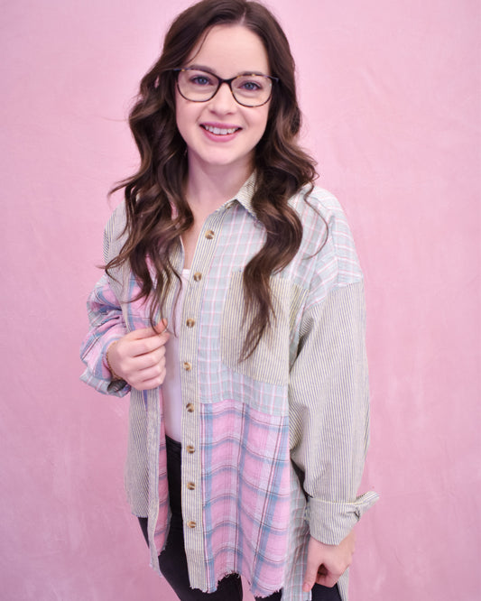 Sweet Lifestyle Oversized Patchwork Top