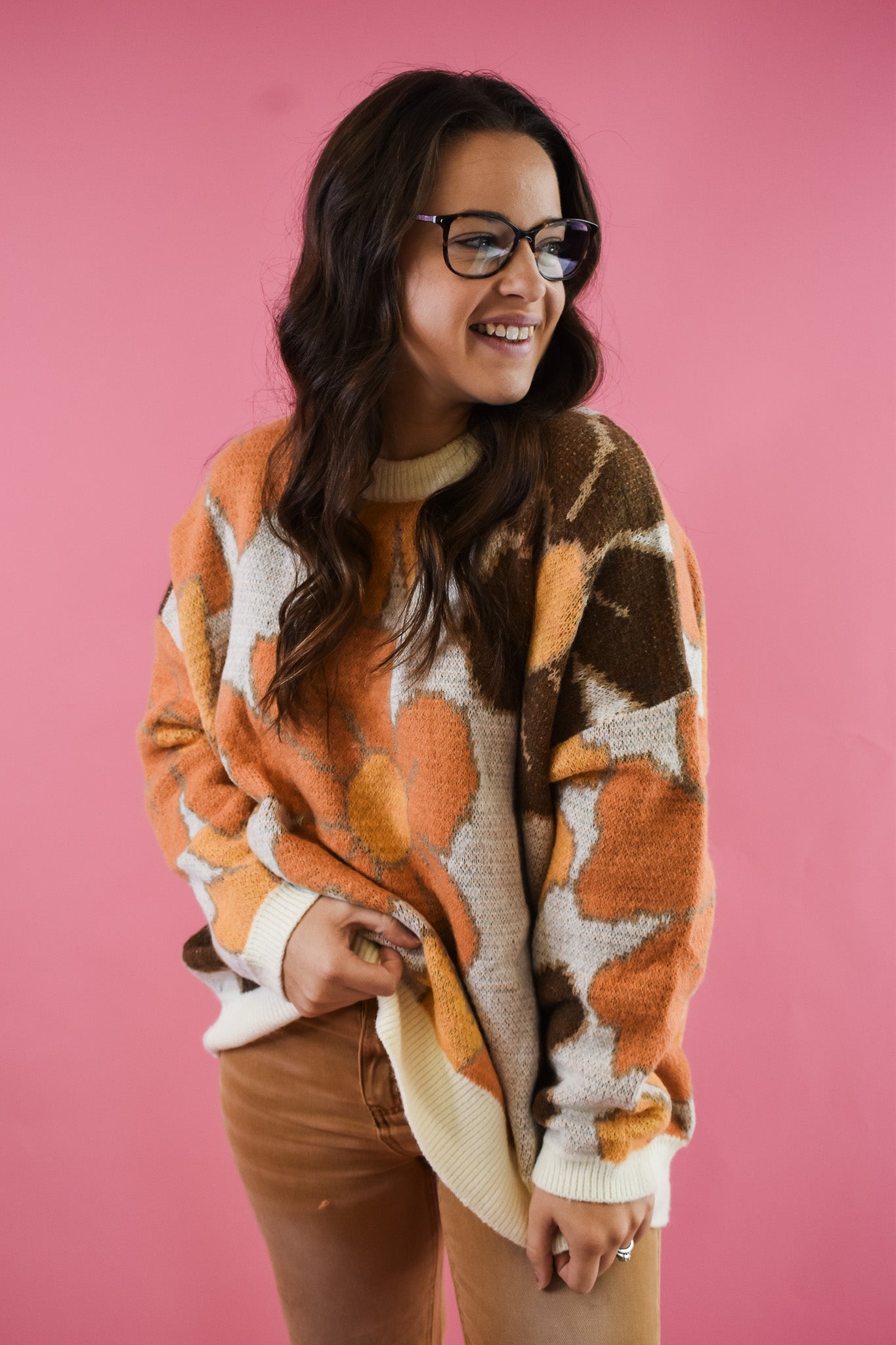 Win My Heart Flower Pattern Sweater