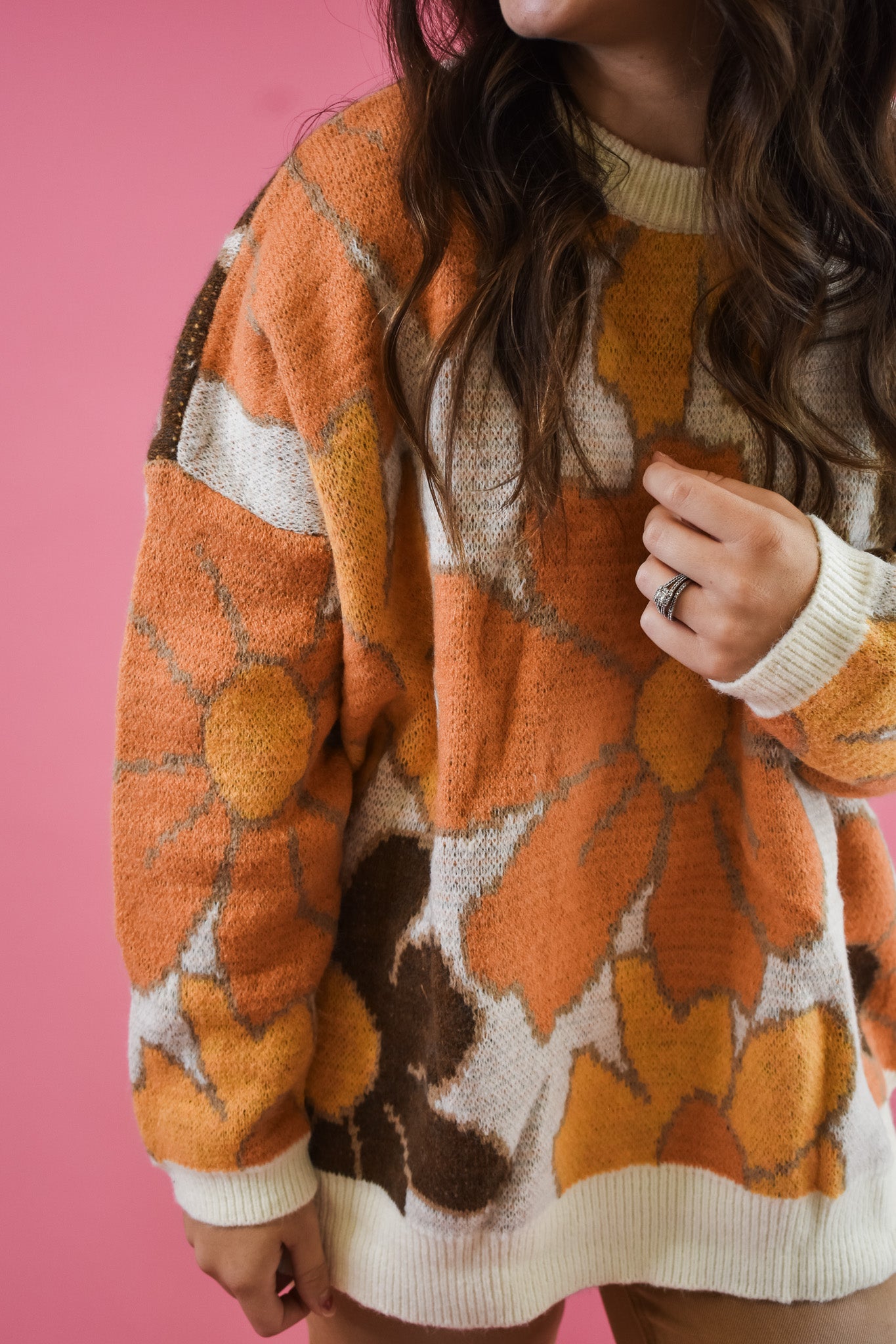 Win My Heart Flower Pattern Sweater
