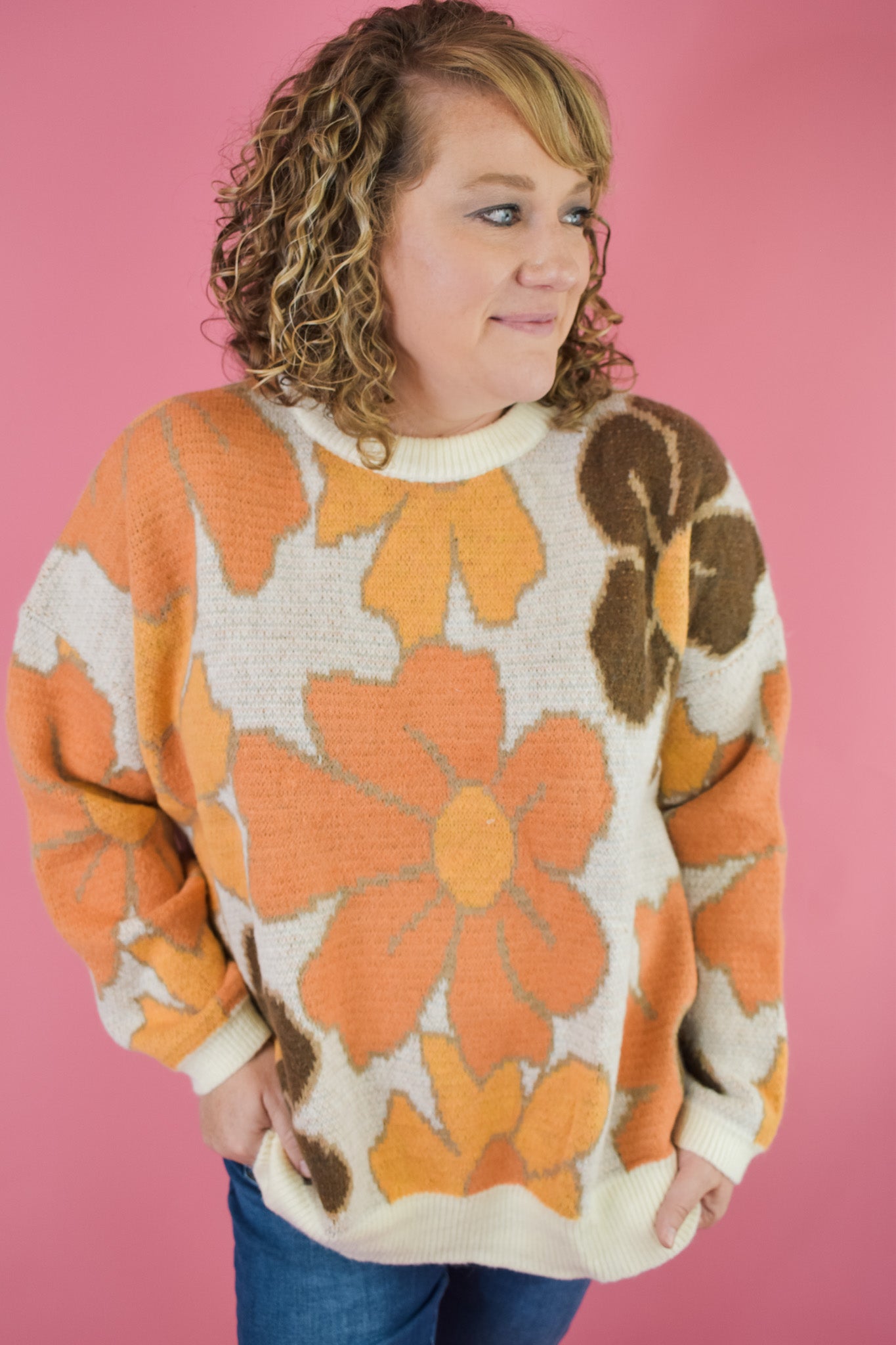 Win My Heart Flower Pattern Sweater