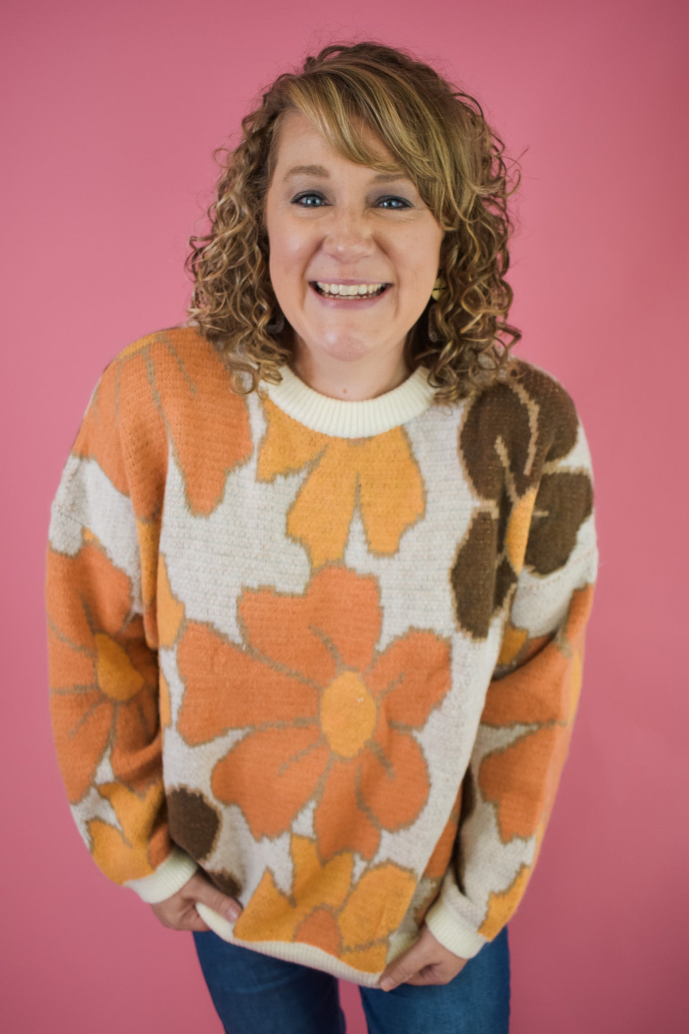 Win My Heart Flower Pattern Sweater