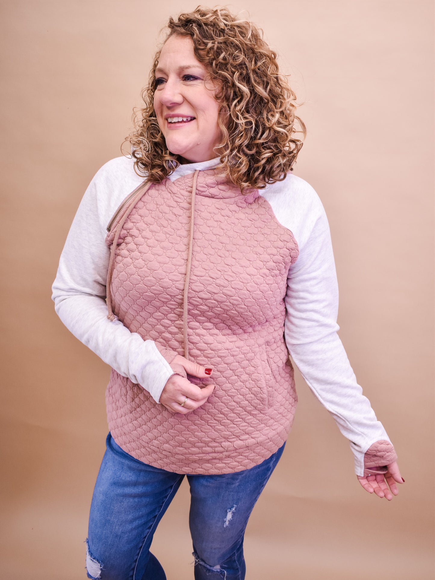 It's A Plan Quilted Double Hood Pullover