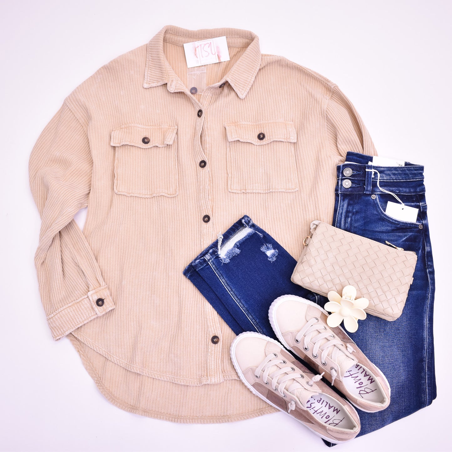 Believe Me Waffle Knit Light Shacket