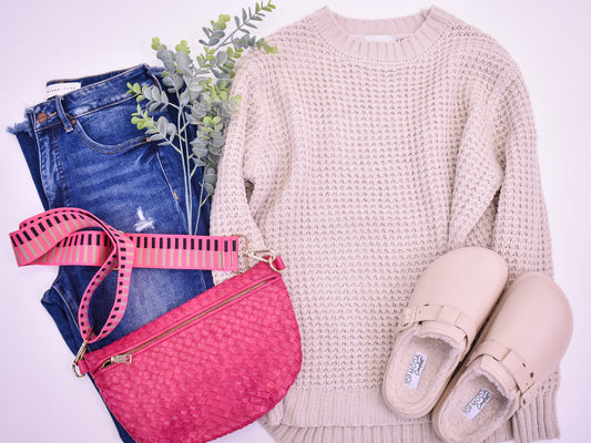 Now Or Never Waffle Knit Sweater