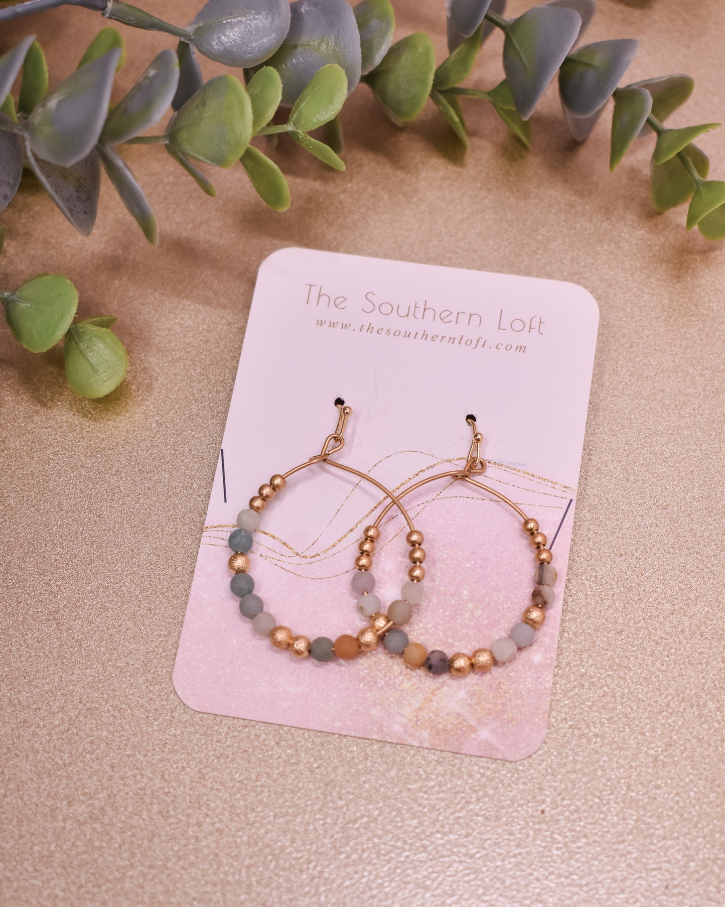 Dainty Circular Stone Drop Earrings