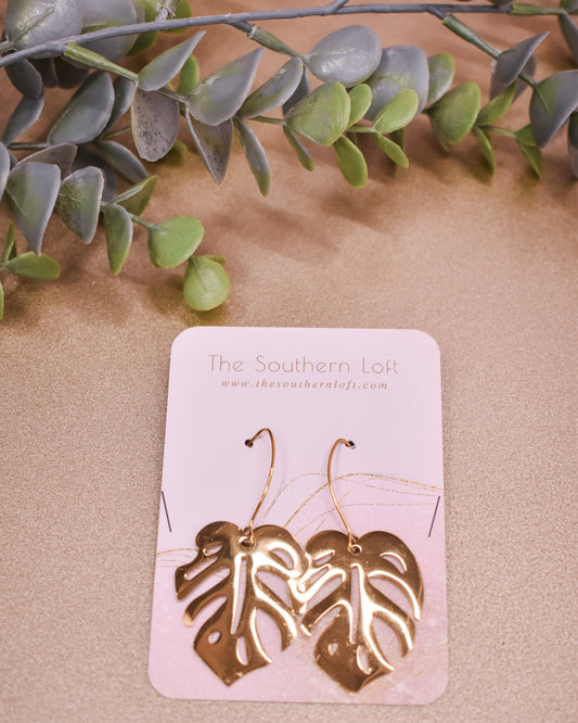 Tropical Leaf Dangle Earrings