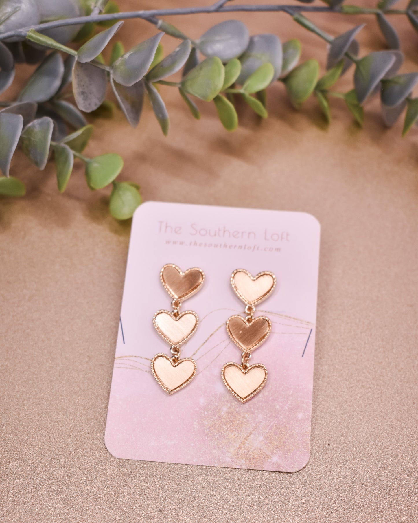 Linear Heart Dangle Metal Earrings