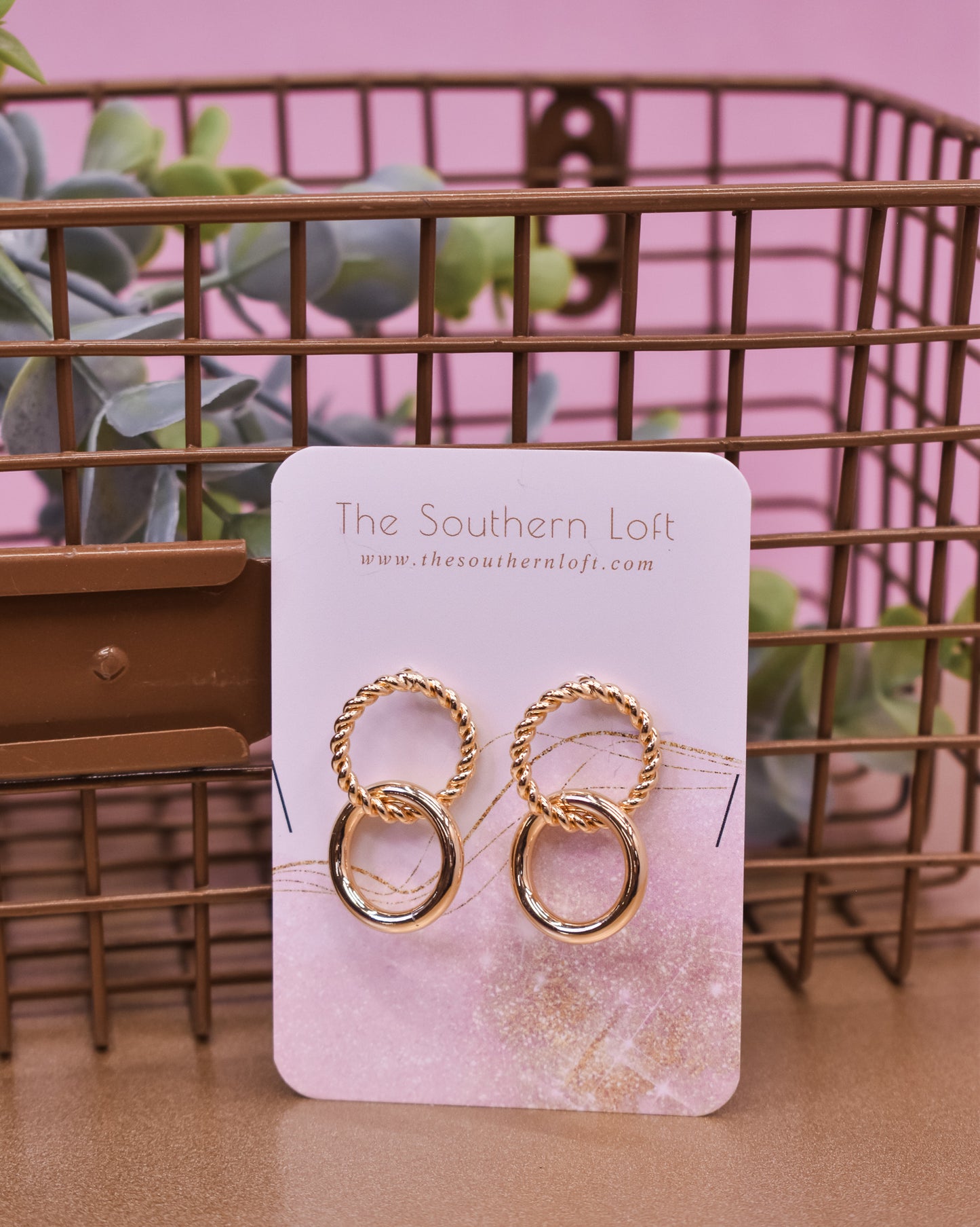 Linked & Textured Circle Earrings