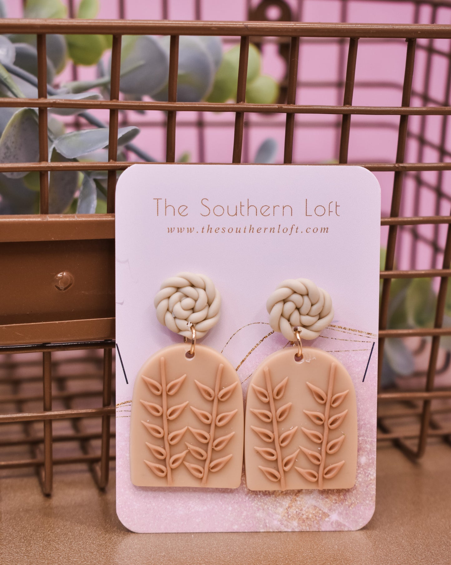 Leaf Arch Clay Earrings