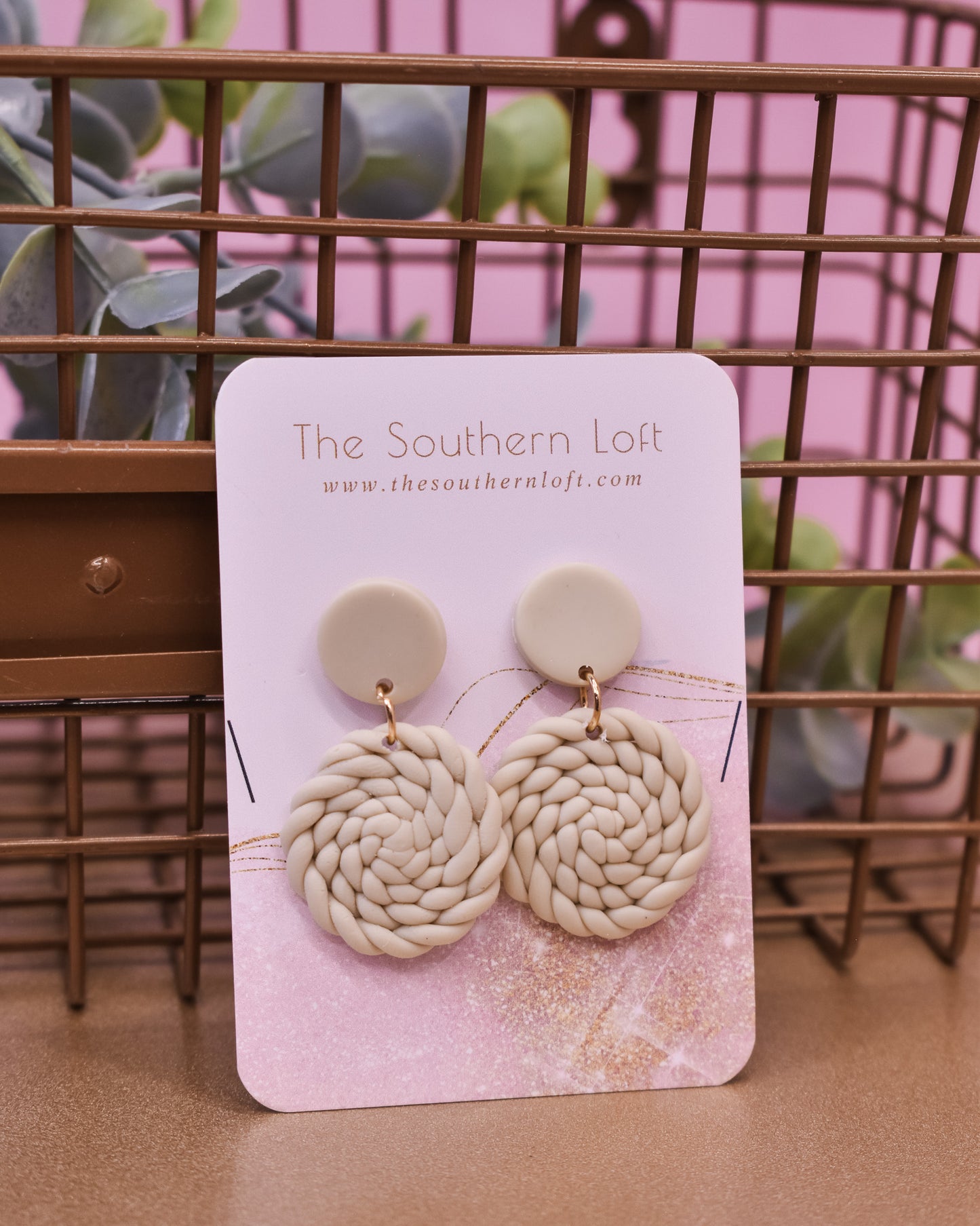 Knitted Clay Dangle Earrings