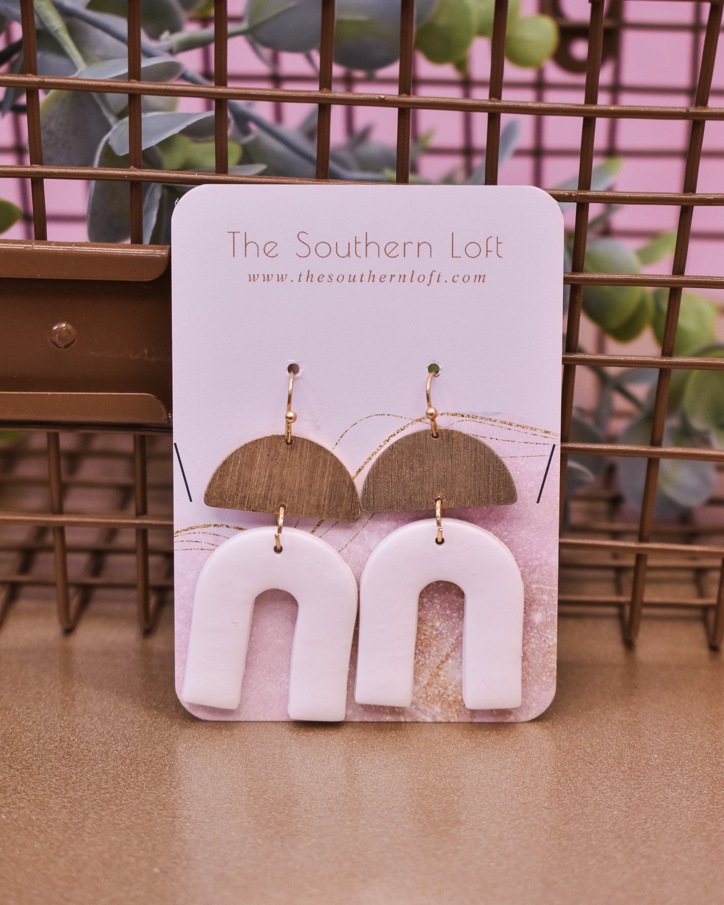 Clay Arch & Half Moon Drop Earrings
