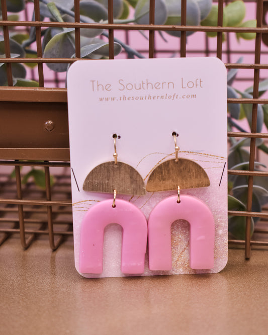 Clay Arch & Half Moon Drop Earrings