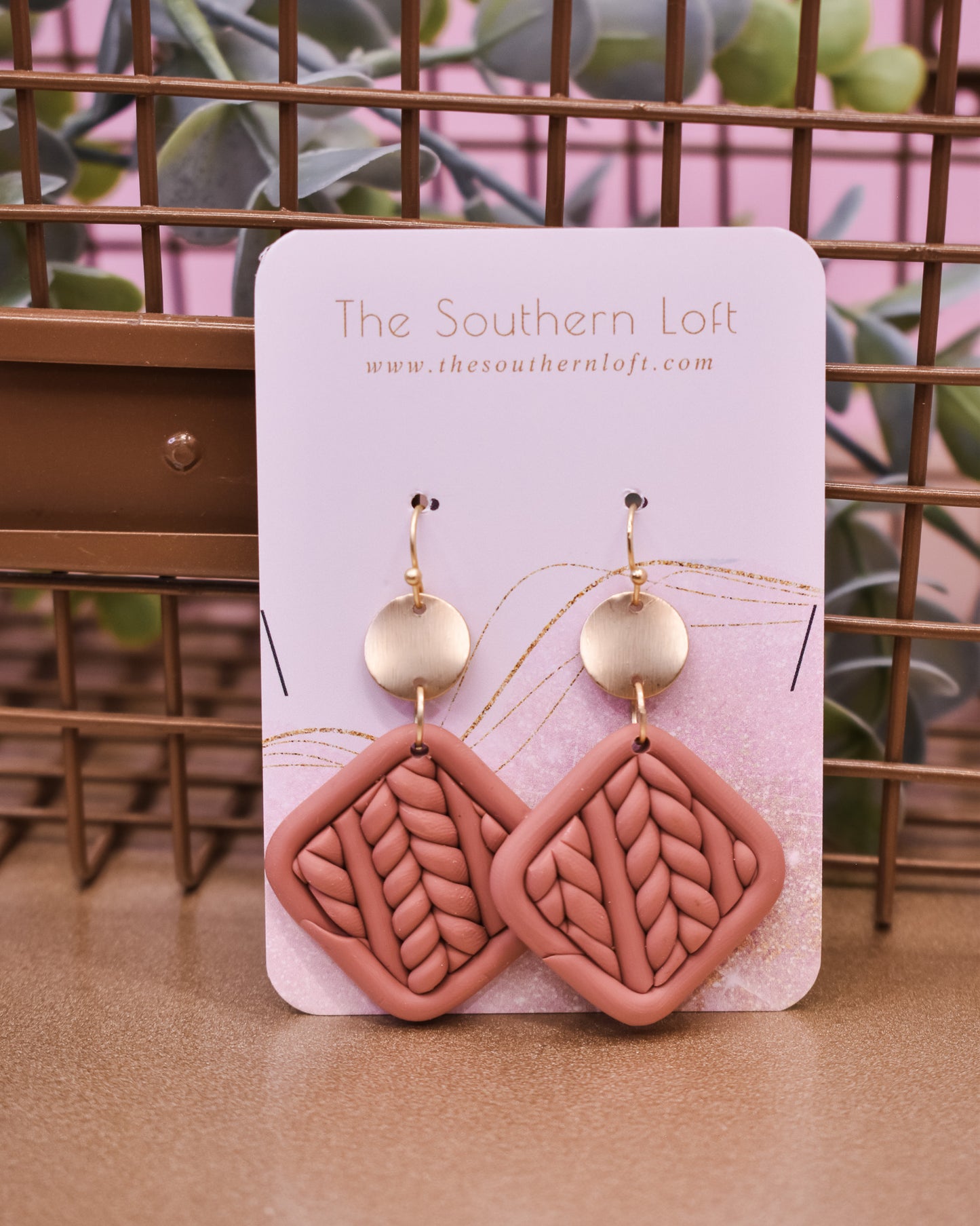 Square Geometric Clay Earrings