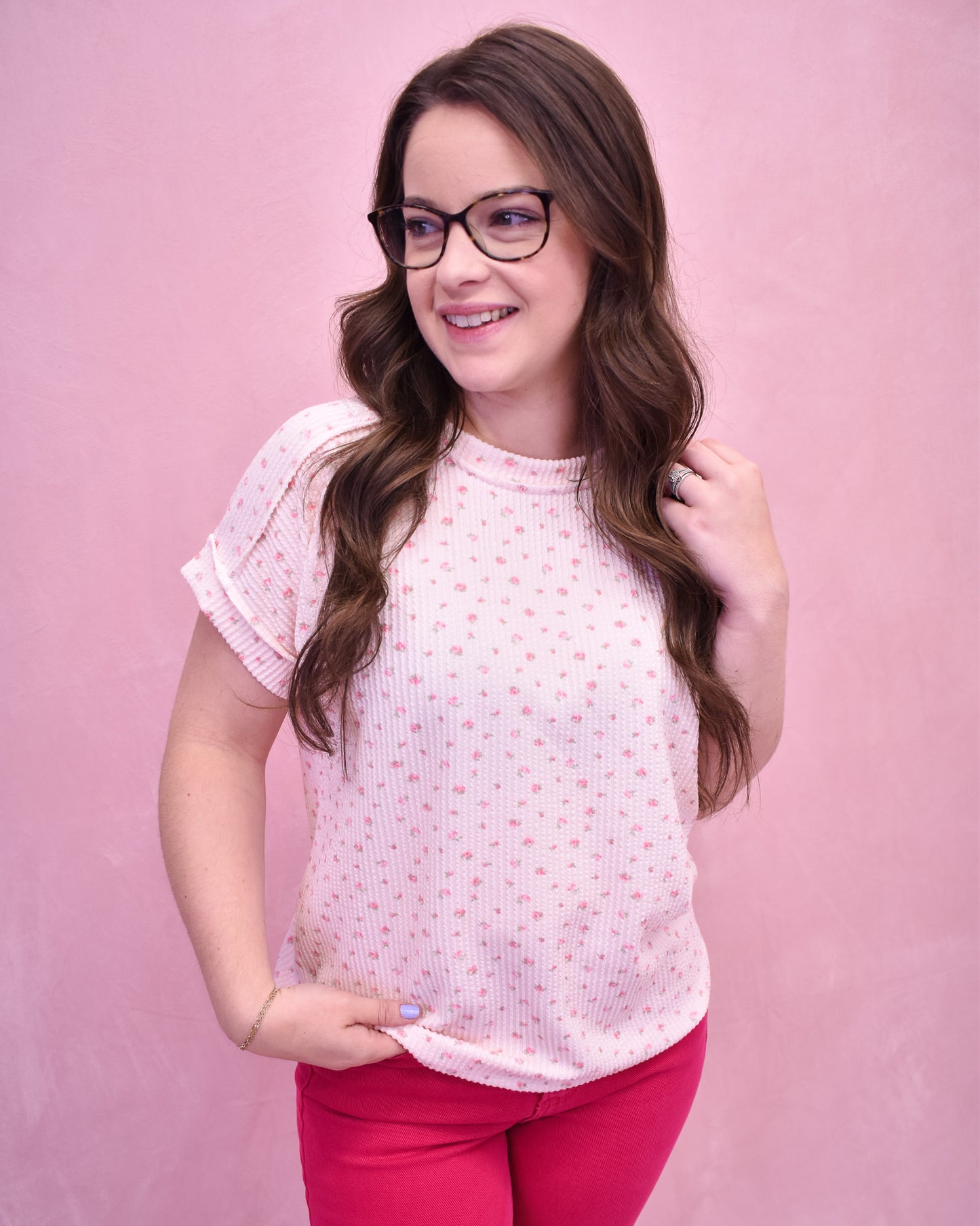 Serenity Floral Rib Knit Top
