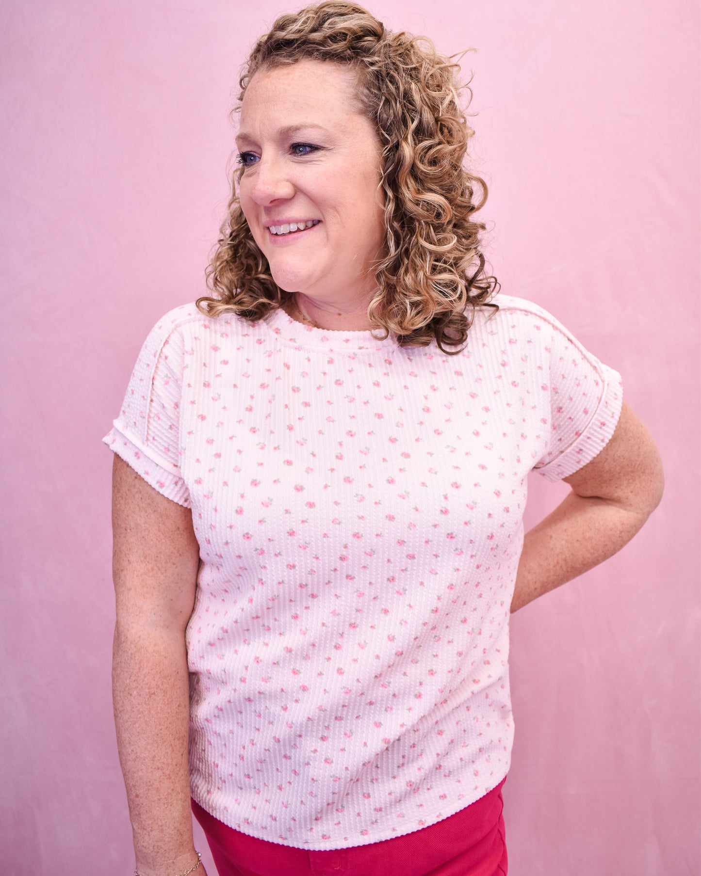 Serenity Floral Rib Knit Top