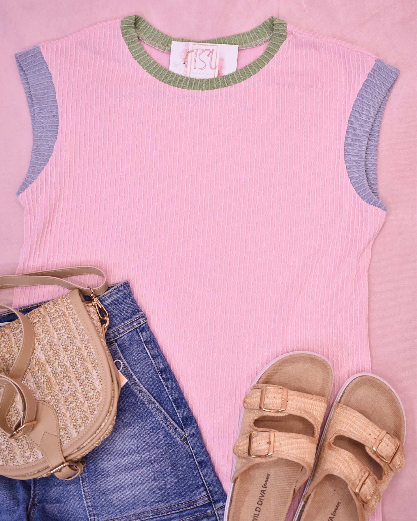 Sunset Color Pop Crew Neck Top