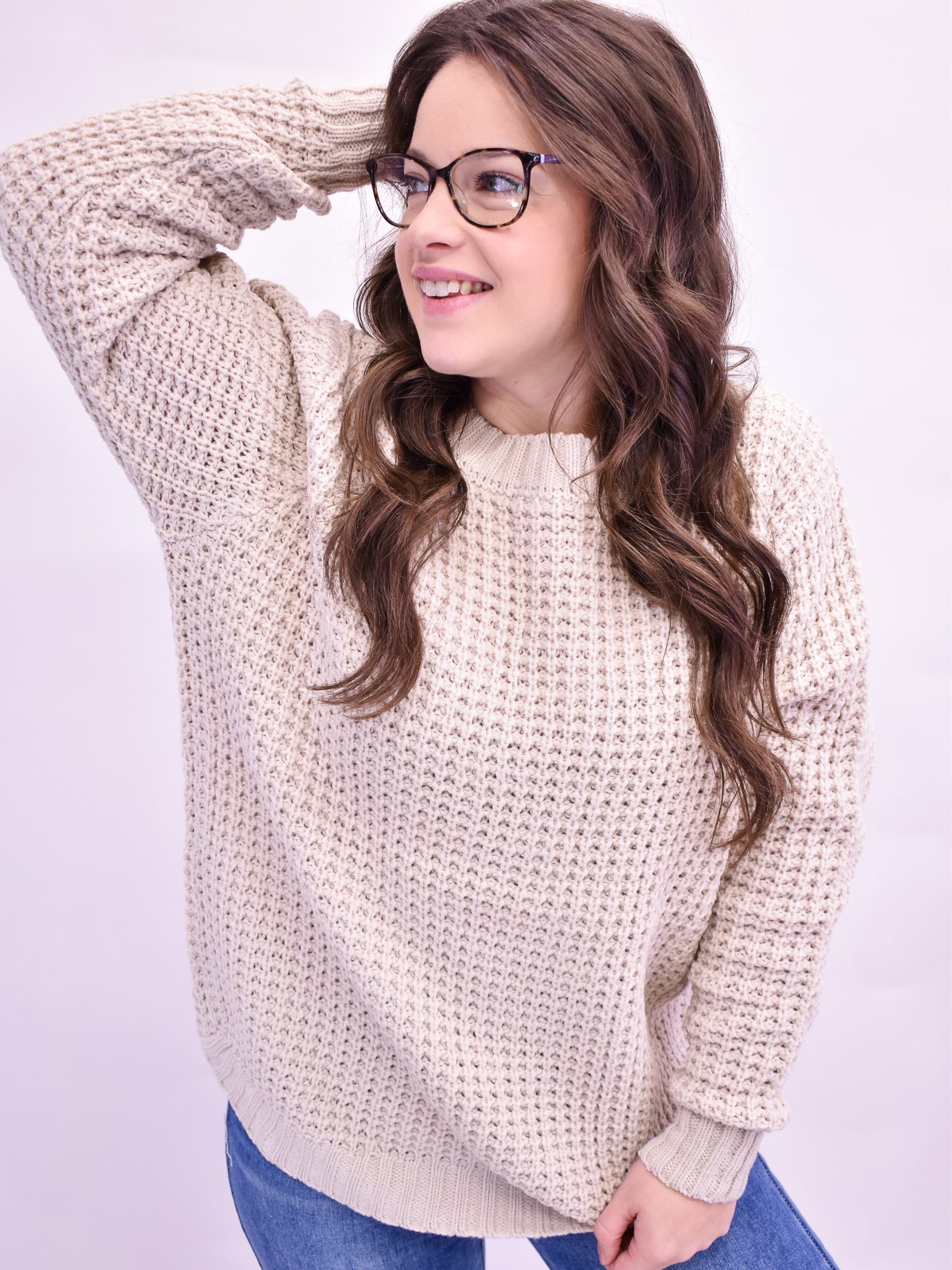 Now Or Never Waffle Knit Sweater