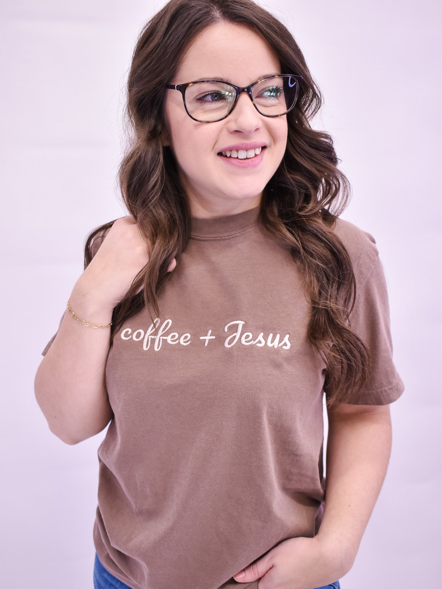 Coffee + Jesus Embroidered Graphic Tee