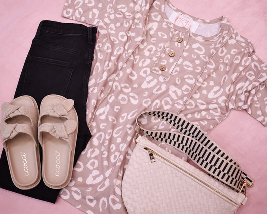 Coffee Shop Cutie Animal Print Top