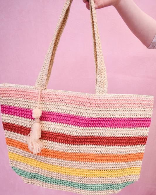 Amara Striped Crochet Tote Bag