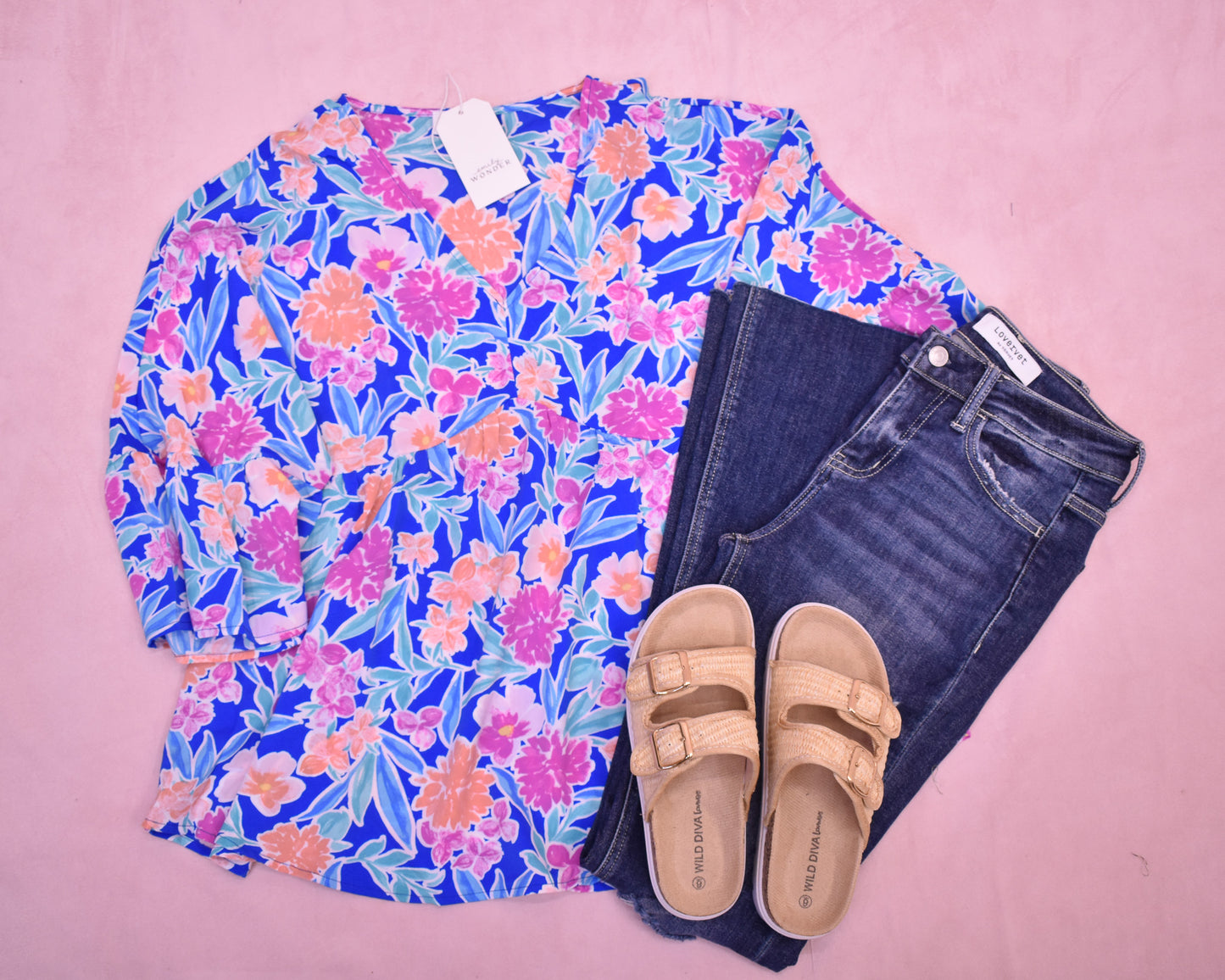 Garden City Floral Peplum Bell Sleeve Top