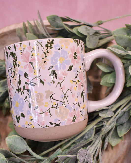 Floral Stoneware Coffee Mug