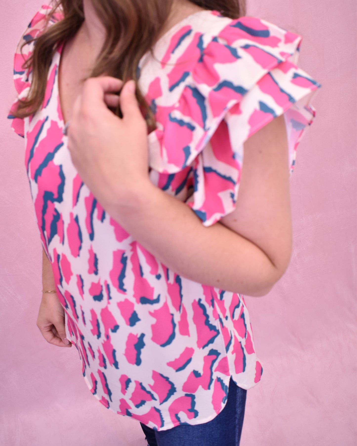 Beside Me Animal Print Abstract Top