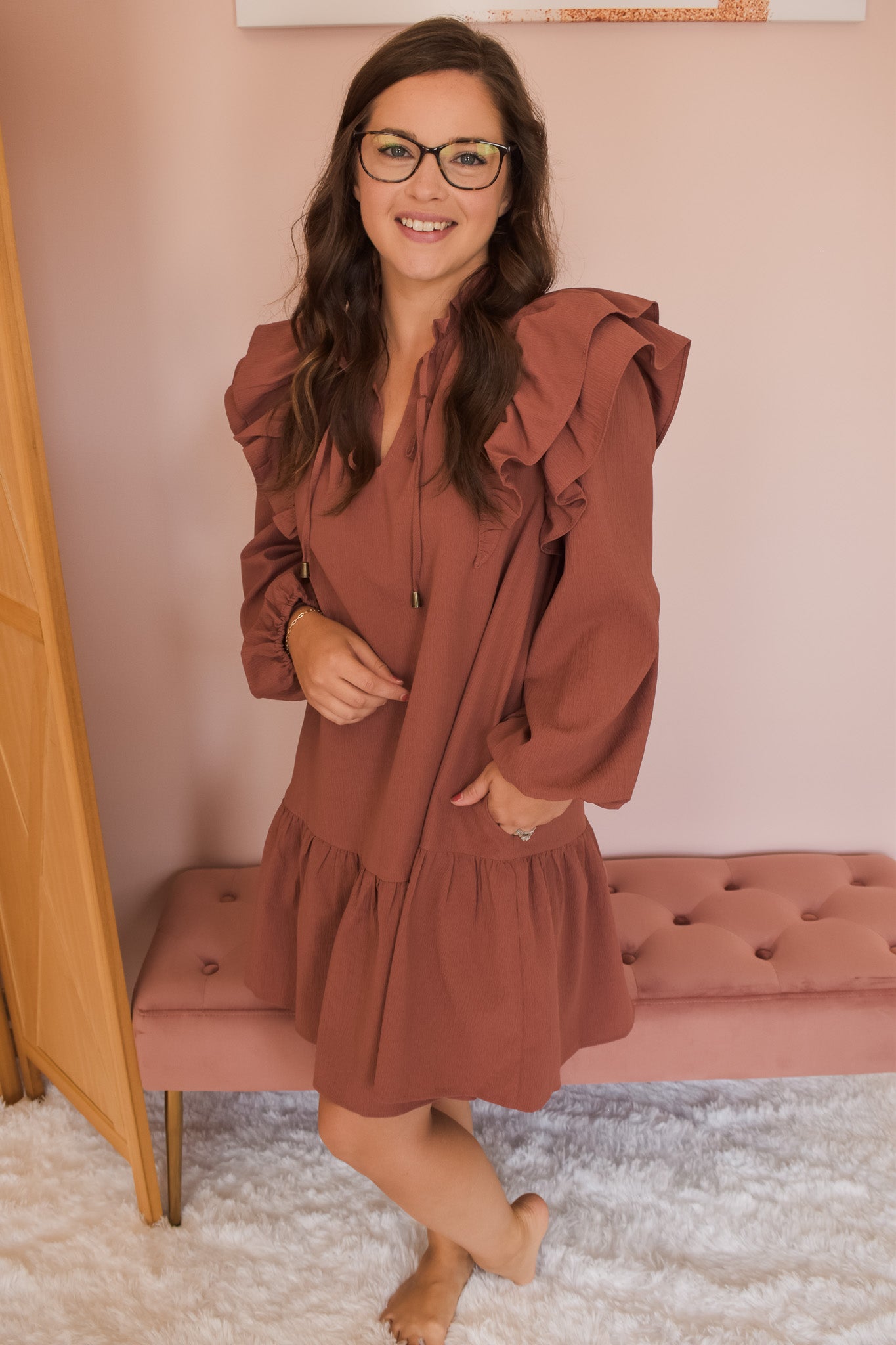 On The Way Out Ruffle Dress