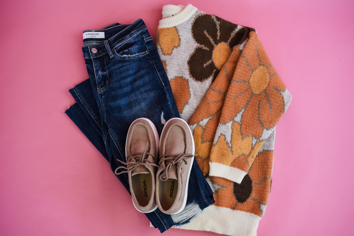 Win My Heart Flower Pattern Sweater