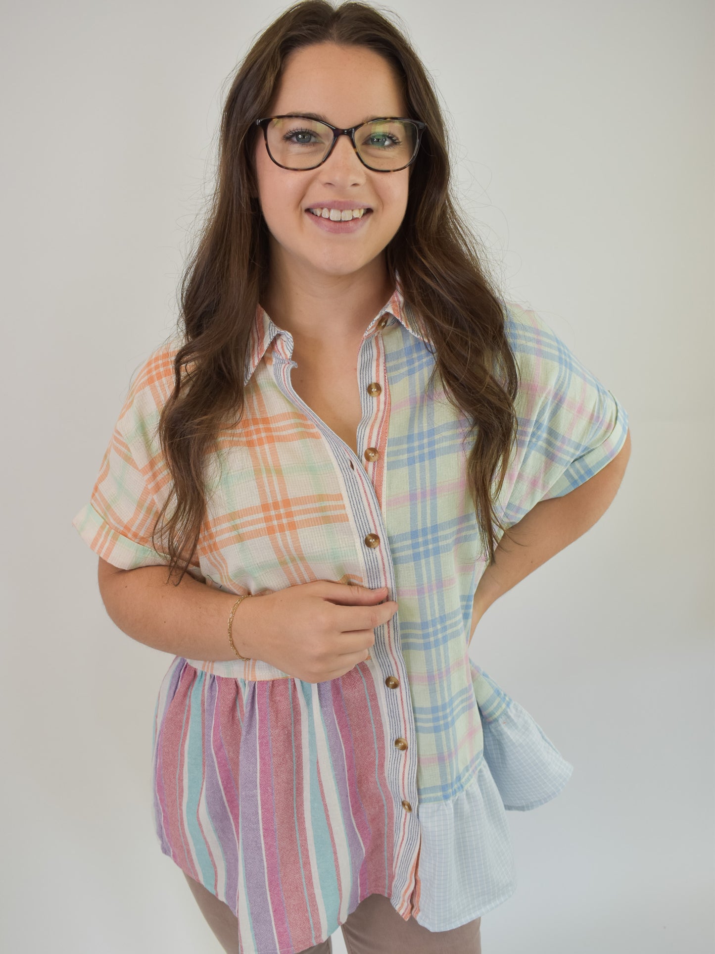 Day Dreamin' Mixed Print Top