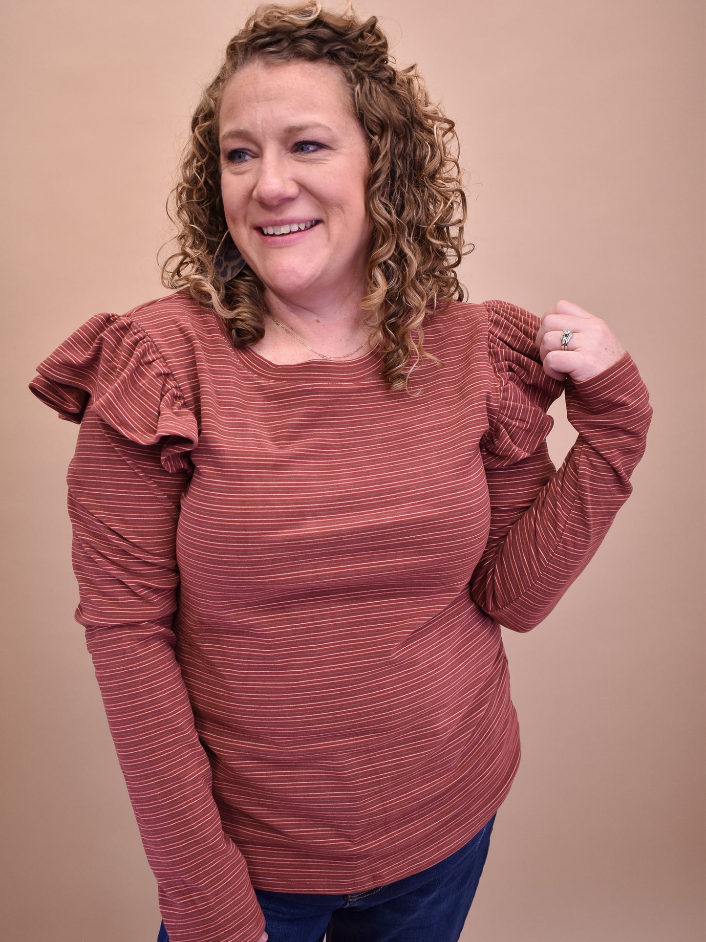 Slow It Down Ruffle Shoulder Top