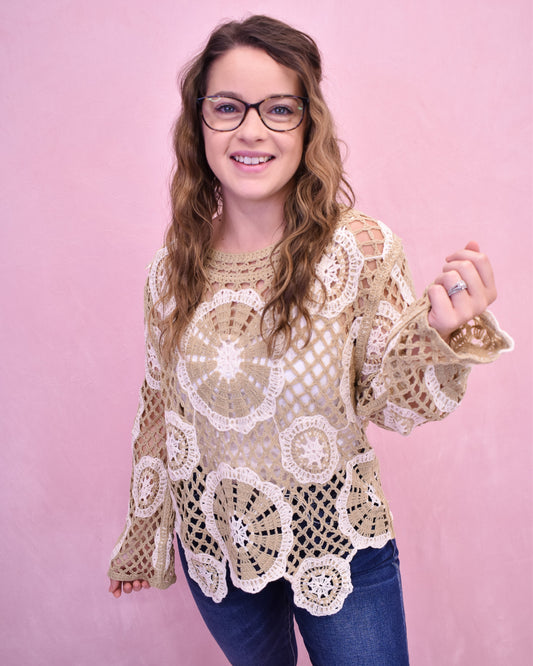 Dainty Darling Scallop Hem Crochet Top