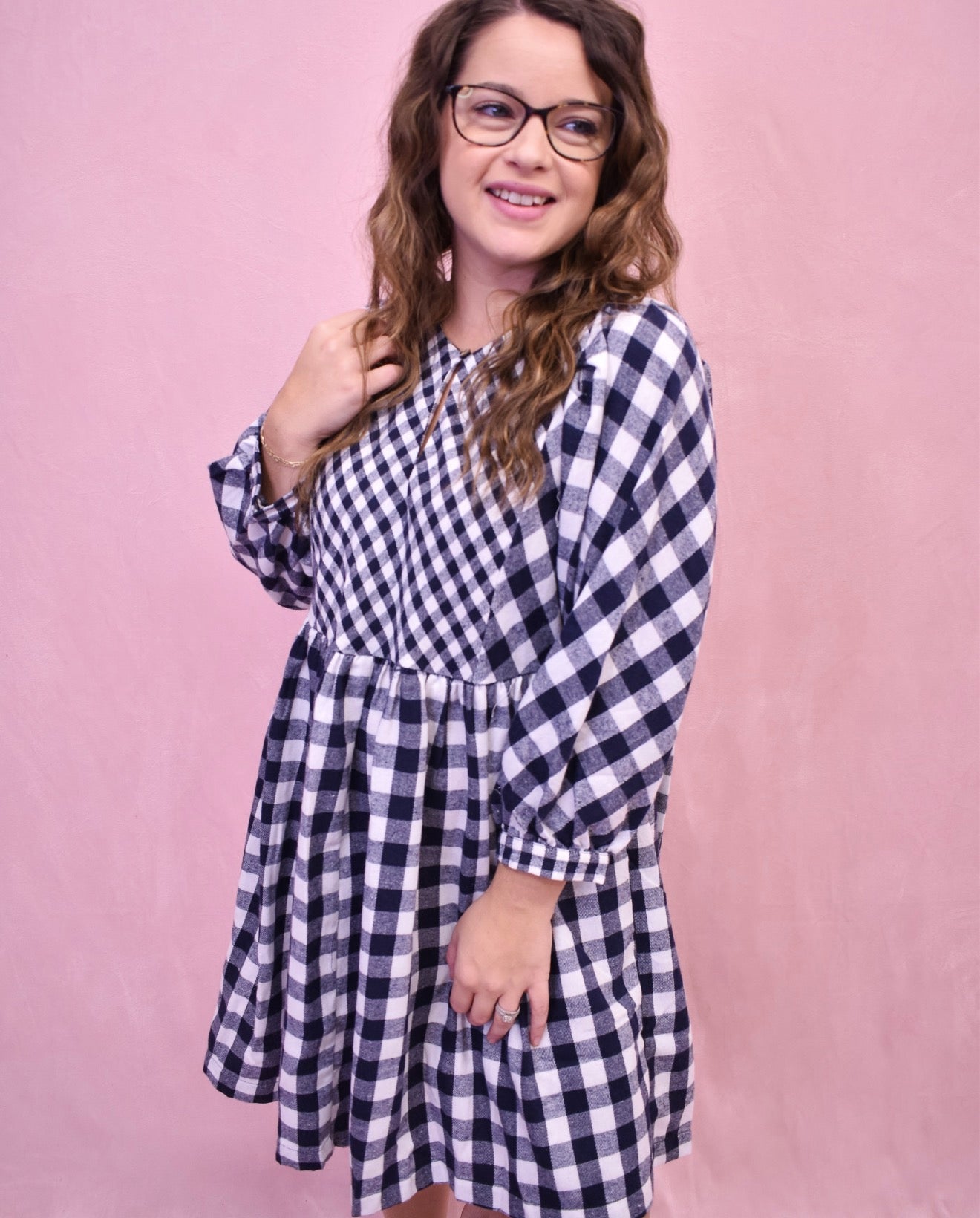 In The Mix Plaid Babydoll Dress