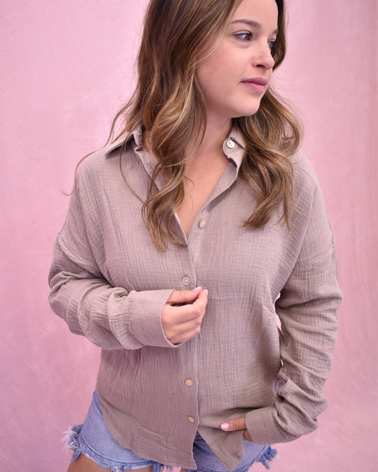 Graceful Moment Gauze Button Up Top