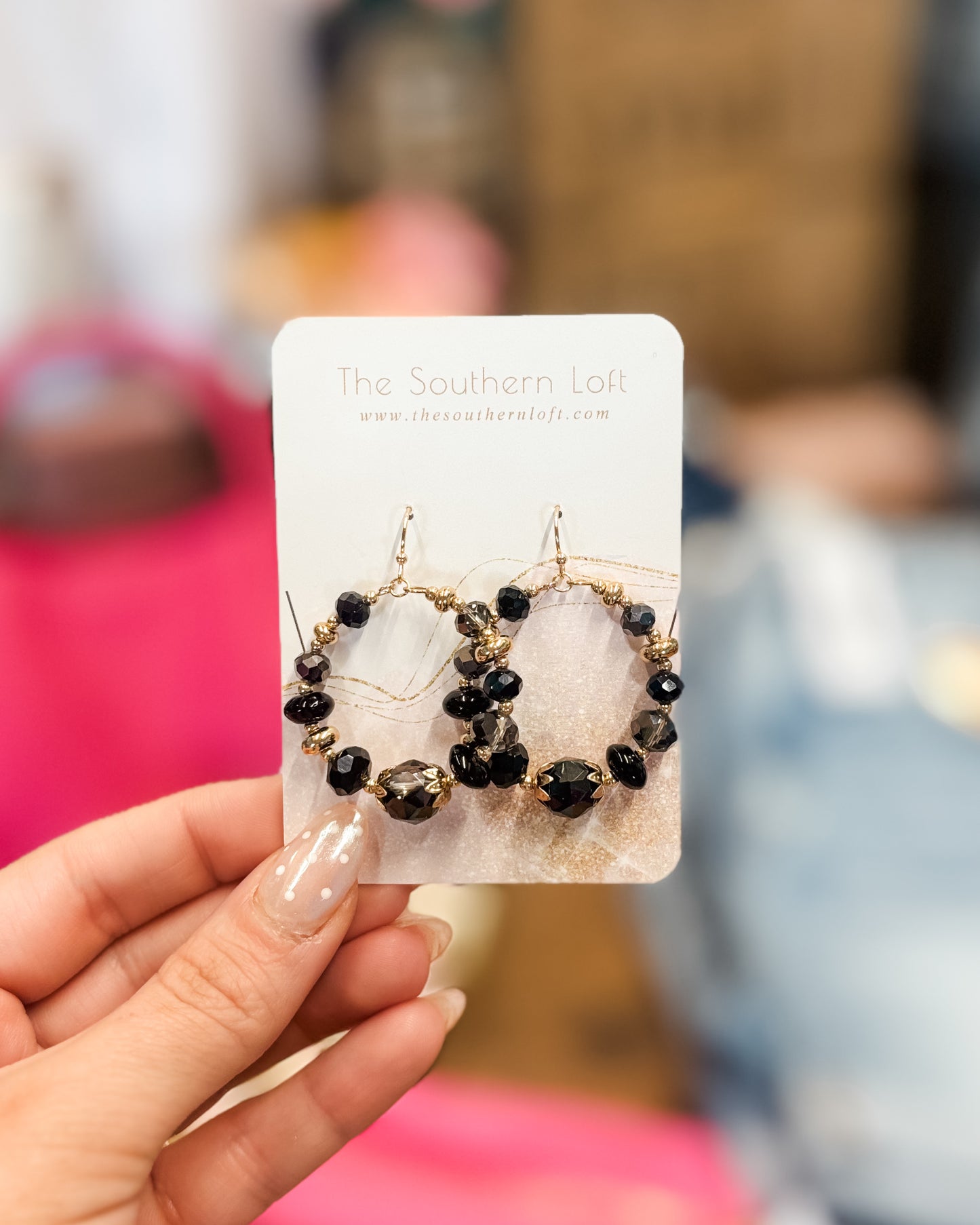 Faceted Beaded Hoop Drop Earrings