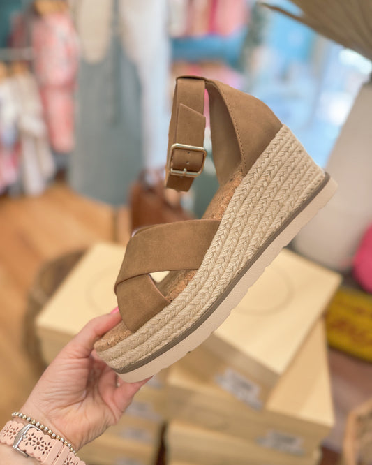 Fabian Cross Strap Wedge Sandal