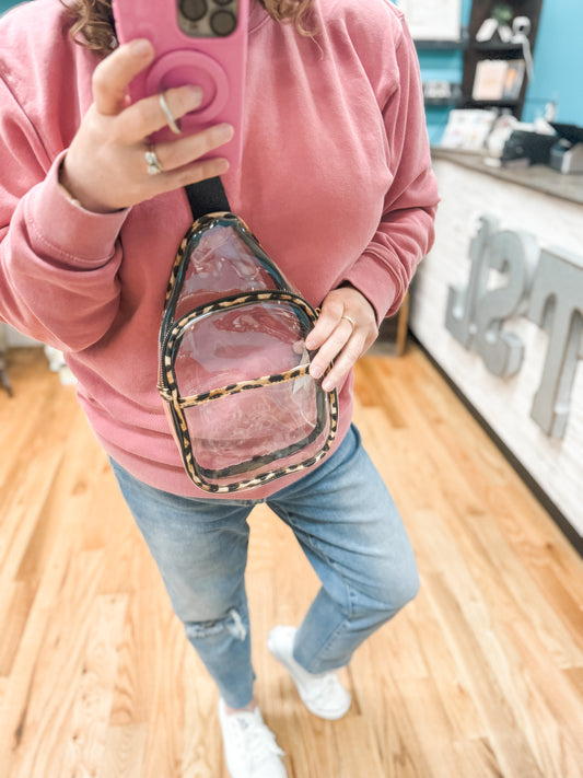 Clear Faux Leather Crossbody