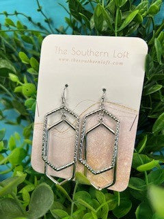 Textured Metal Nesting Hexagon Earrings