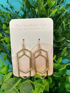 Textured Metal Nesting Hexagon Earrings
