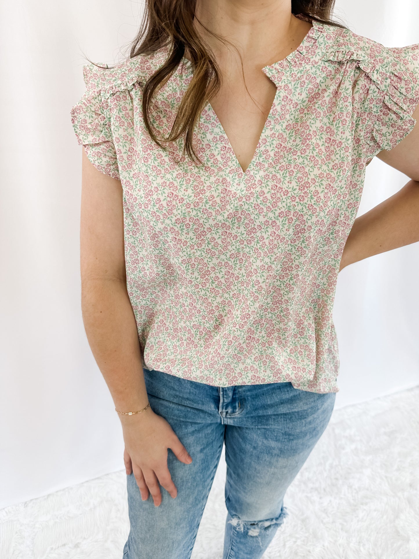 Open The Doors Ruffle Sleeve Top