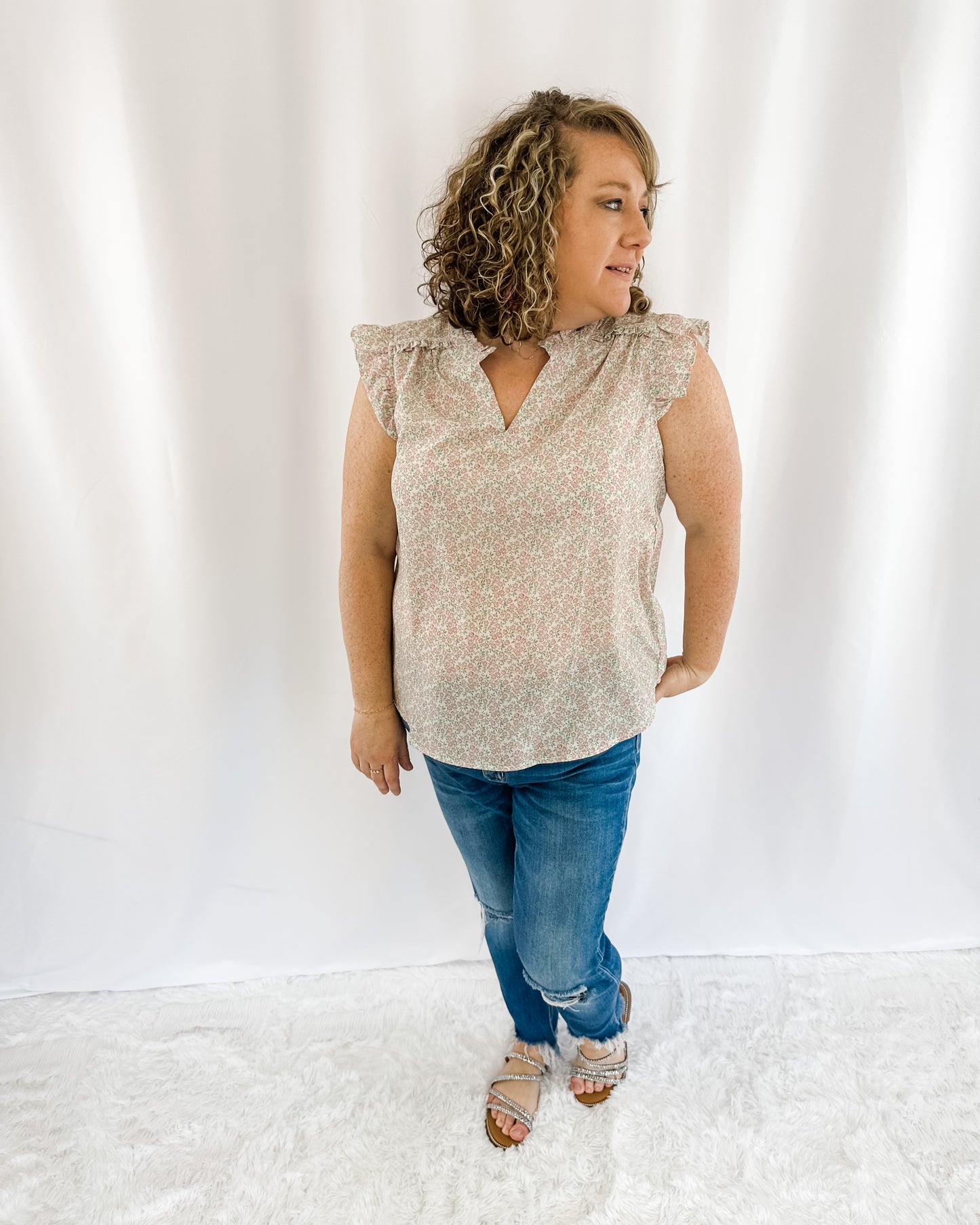 Open The Doors Ruffle Sleeve Top