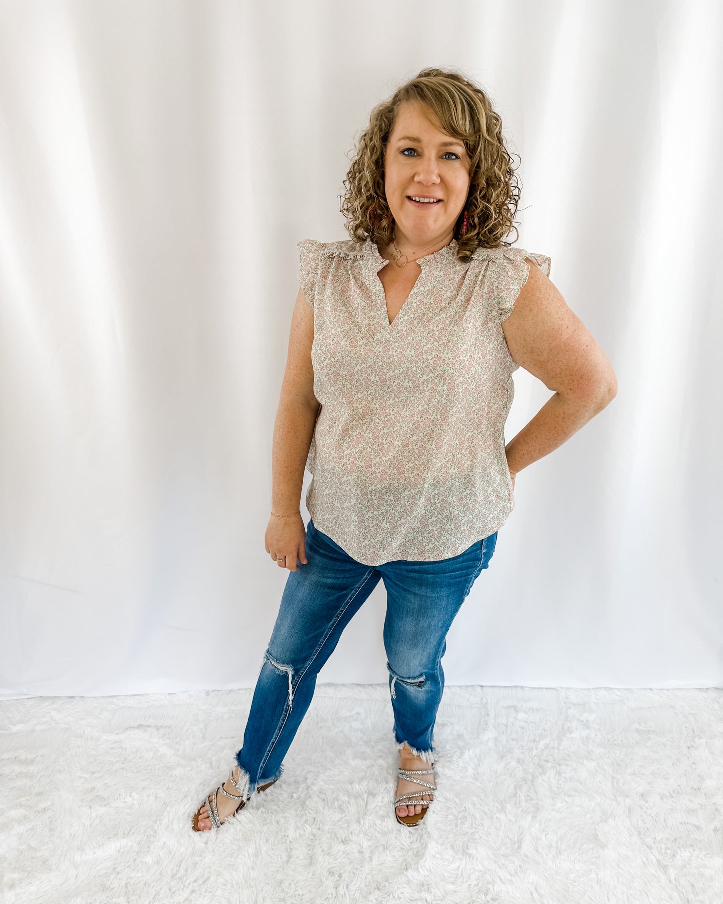 Open The Doors Ruffle Sleeve Top