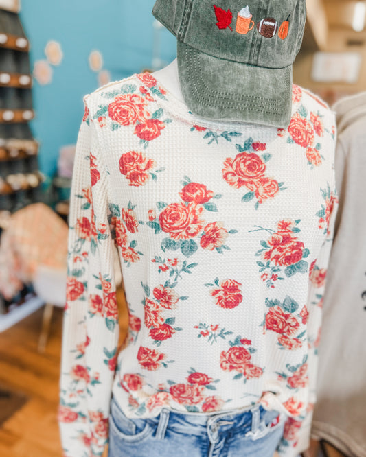 Falling for Floral Waffle Top