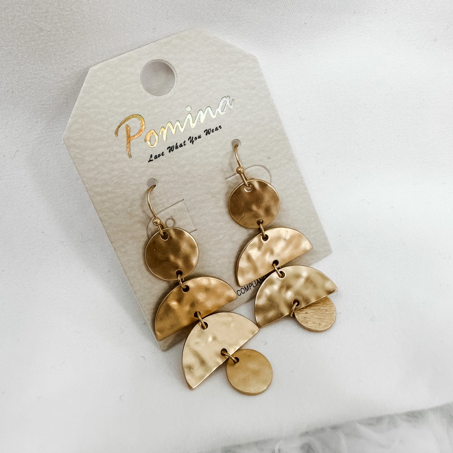 Hammered Geometric Drop Earrings