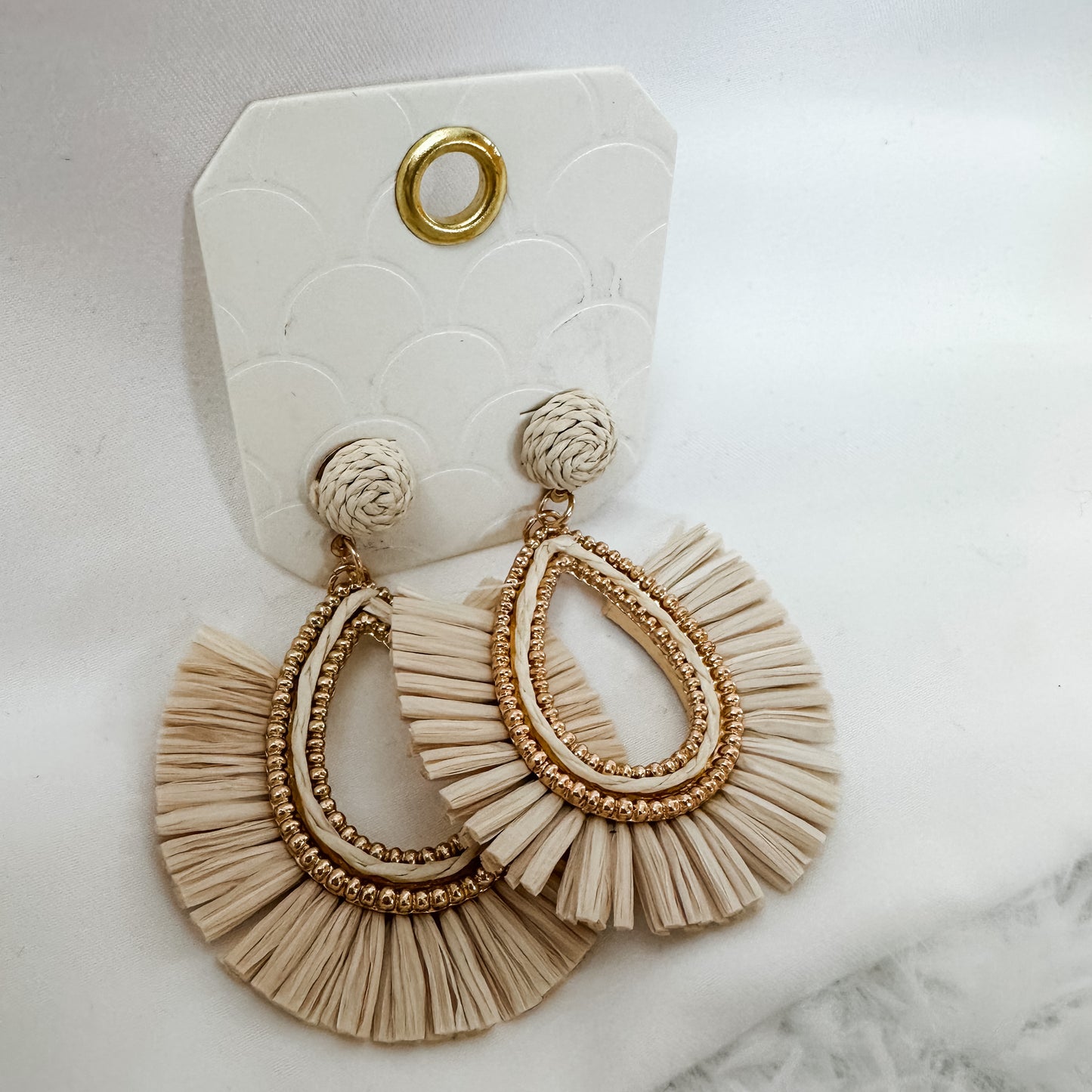 Teardrop Raffia Earrings