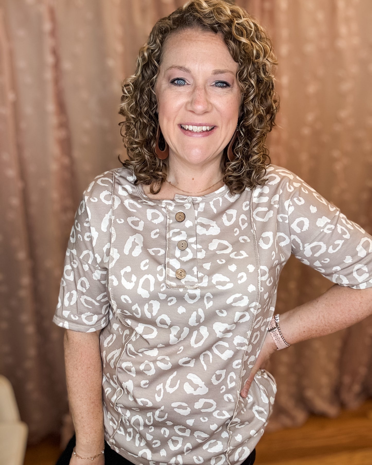 Coffee Shop Cutie Animal Print Top