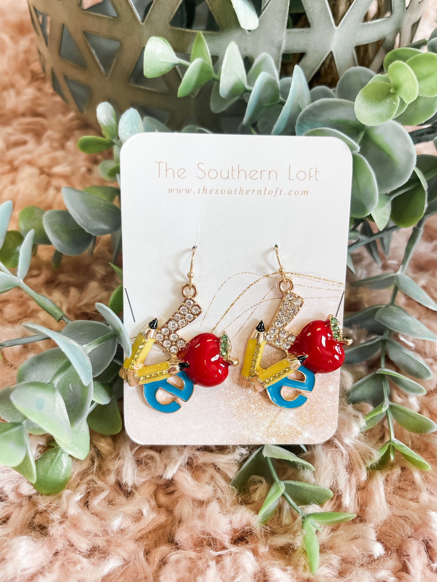 Apple And Pencil Love Earrings