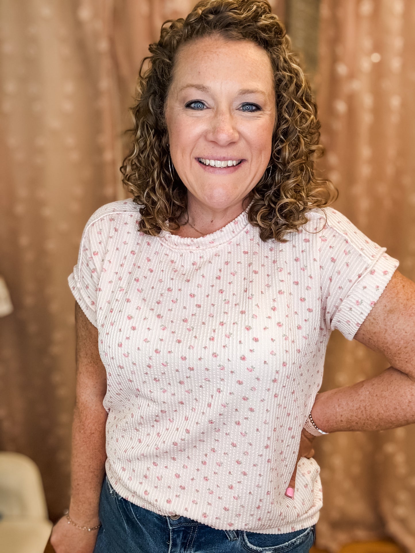 Serenity Floral Rib Knit Top